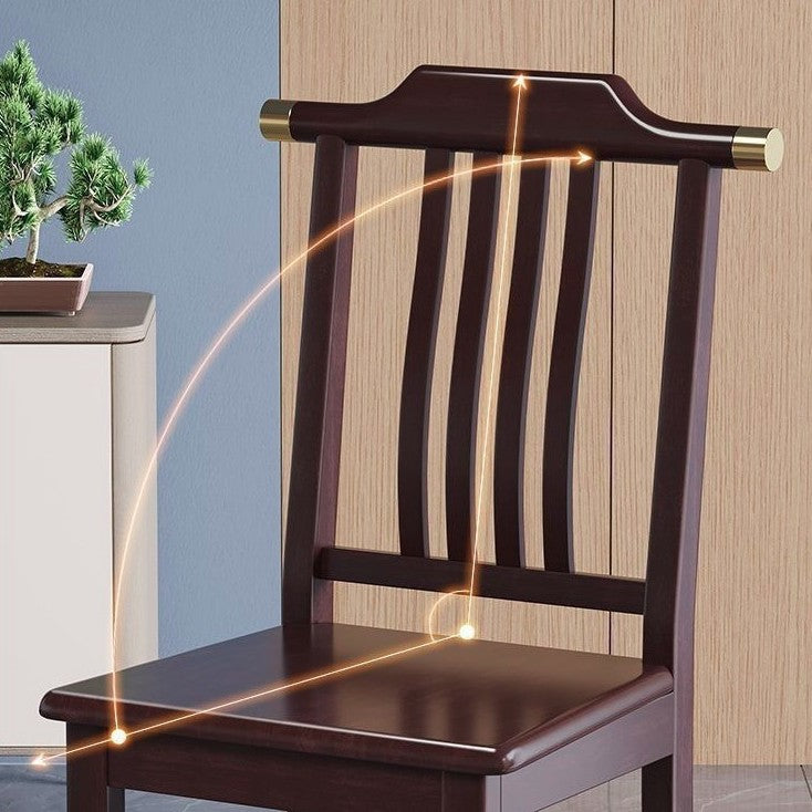 Traditional Chinese Square Rectangular Solid Wood Dining Chair Backrest Armless For Dining Room & Kitchen