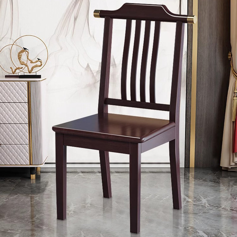 Traditional Chinese Square Rectangular Solid Wood Dining Chair Backrest Armless For Dining Room &amp; Kitchen