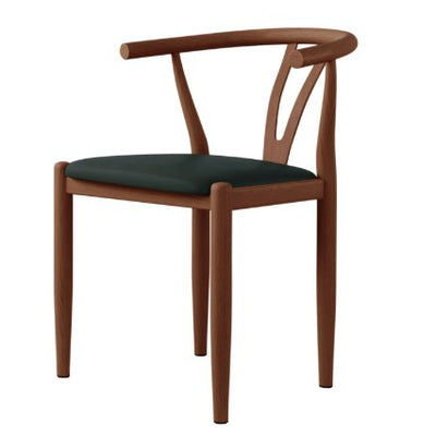 Traditional Chinese Square Rectangular Carbon Steel Pipe PU Leather Dining Chair Backrest Armless For Dining Room & Kitchen