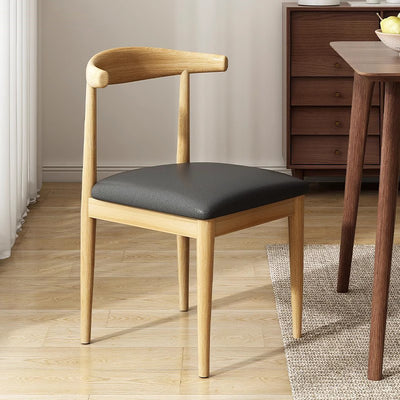 Traditional Chinese Square Rectangular Carbon Steel Pipe PU Leather Dining Chair Backrest Armless For Dining Room & Kitchen