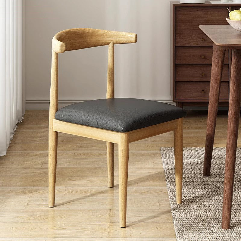 Traditional Chinese Square Rectangular Carbon Steel Pipe PU Leather Dining Chair Backrest Armless For Dining Room & Kitchen