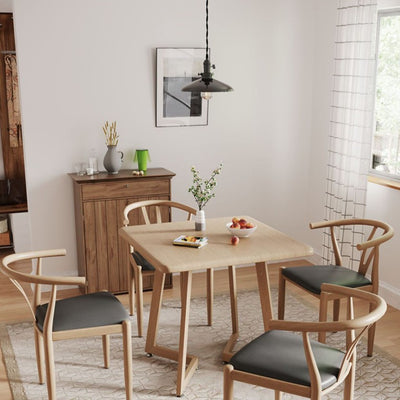 Traditional Chinese Square Rectangular Carbon Steel Pipe PU Leather Dining Chair Backrest Armless For Dining Room & Kitchen