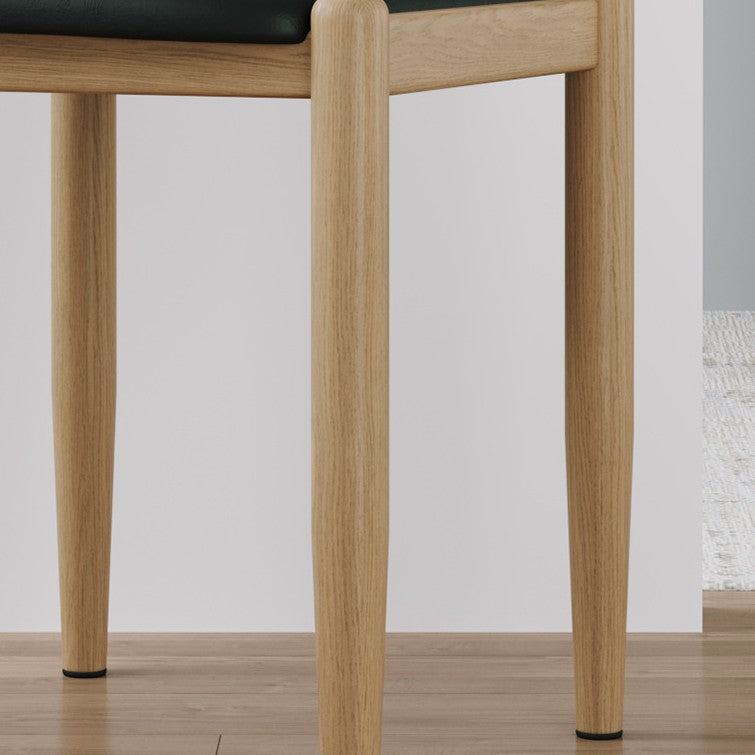 Traditional Chinese Square Rectangular Carbon Steel Pipe PU Leather Dining Chair Backrest Armless For Dining Room & Kitchen