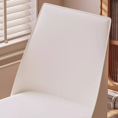 Contemporary Nordic Square Rectangular Carbon Steel Pipe Saddle Leather Dining Chair Backrest Armless For Dining Room & Kitchen