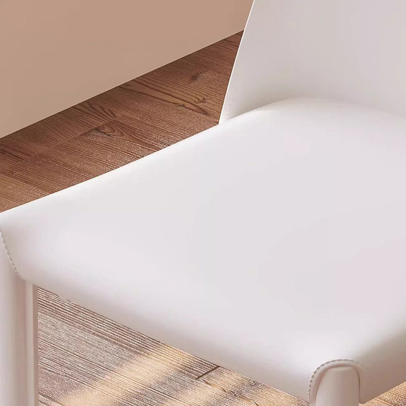 Contemporary Nordic Square Rectangular Carbon Steel Pipe Saddle Leather Dining Chair Backrest Armless For Dining Room & Kitchen
