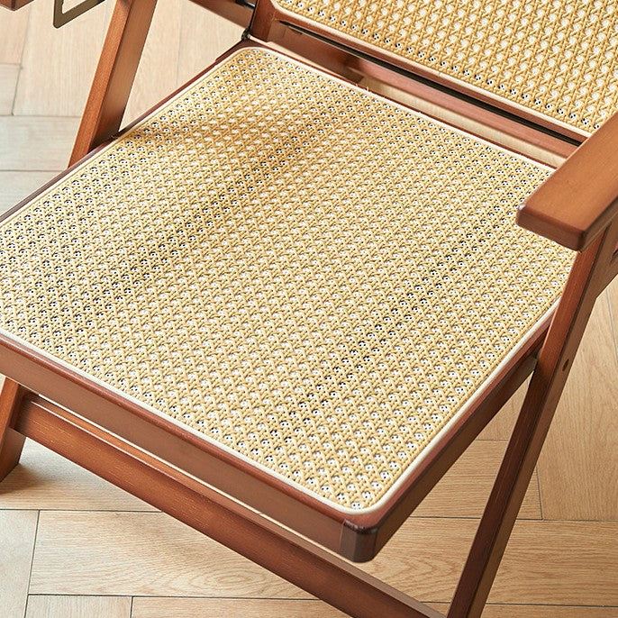 Modern Minimalist Square Rectangular Nan Bamboo Resin Weaving Foldable Recliner Backrest Armrest For Living Room