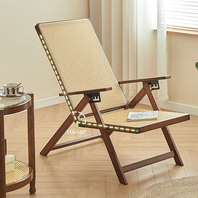 Modern Minimalist Square Rectangular Nan Bamboo Resin Weaving Foldable Recliner Backrest Armrest For Living Room