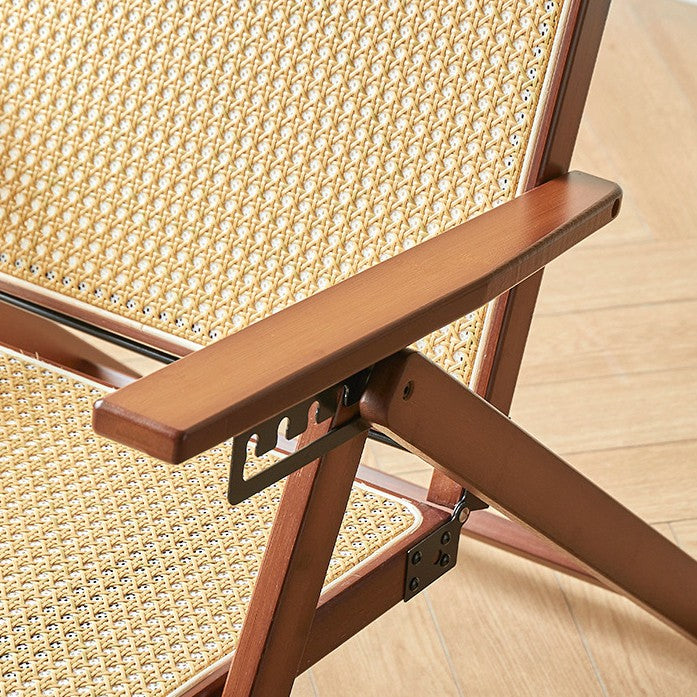 Modern Minimalist Square Rectangular Nan Bamboo Resin Weaving Foldable Recliner Backrest Armrest For Living Room