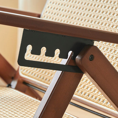 Modern Minimalist Square Rectangular Nan Bamboo Resin Weaving Foldable Recliner Backrest Armrest For Living Room