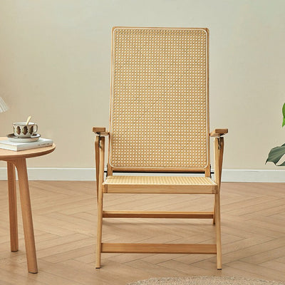 Modern Minimalist Square Rectangular Nan Bamboo Resin Weaving Foldable Recliner Backrest Armrest For Living Room