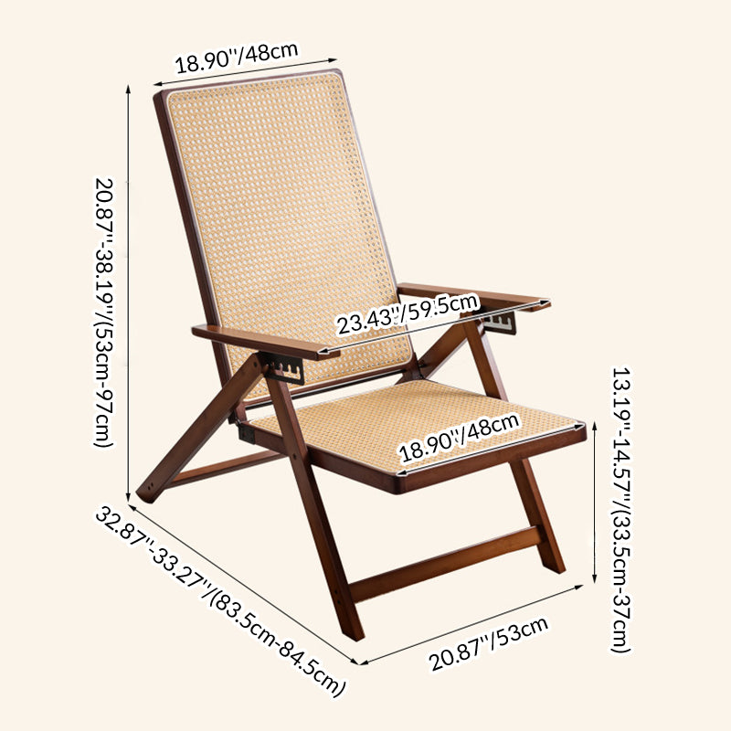 Modern Minimalist Square Rectangular Nan Bamboo Resin Weaving Foldable Recliner Backrest Armrest For Living Room