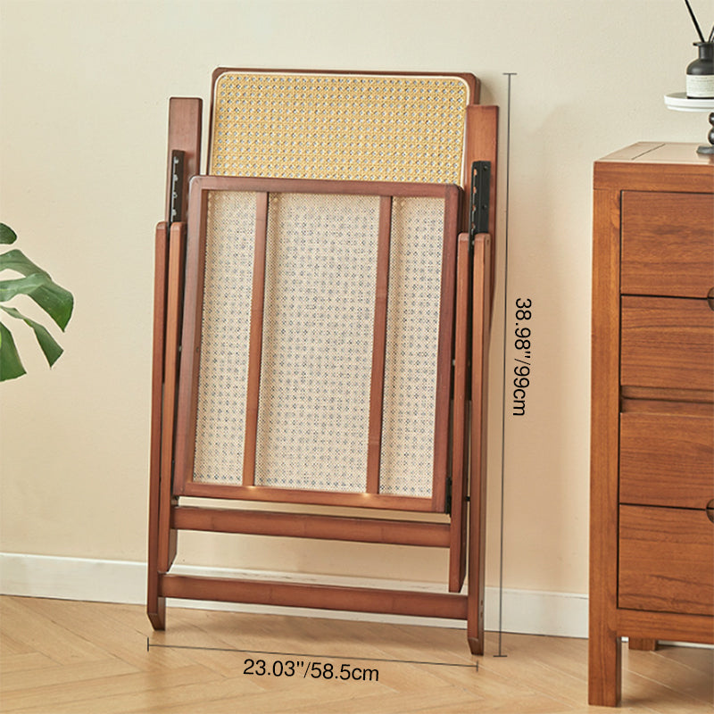 Modern Minimalist Square Rectangular Nan Bamboo Resin Weaving Foldable Recliner Backrest Armrest For Living Room