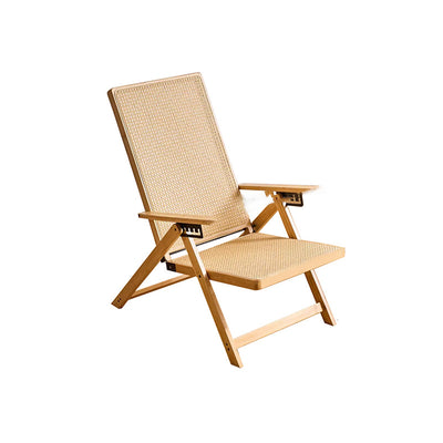 Modern Minimalist Square Rectangular Nan Bamboo Resin Weaving Foldable Recliner Backrest Armrest For Living Room