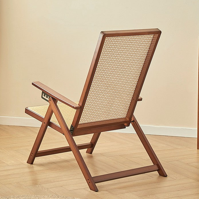 Modern Minimalist Square Rectangular Nan Bamboo Resin Weaving Foldable Recliner Backrest Armrest For Living Room