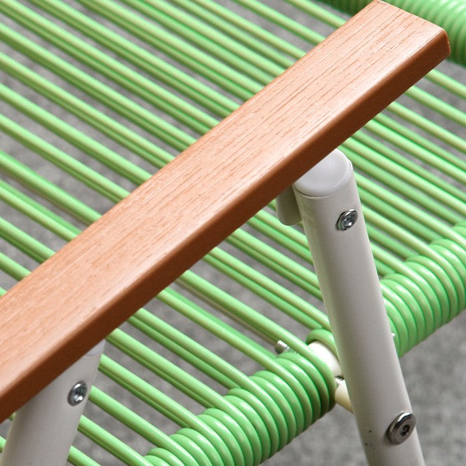 Modern Minimalist Square Rectangular PE Rattan Beech Wood Iron Pipe Weaving Foldable Camping Chair Backrest Armrest For Outdoor