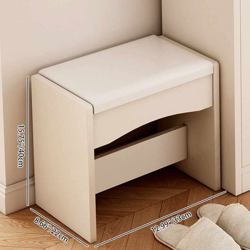Taburete bajo contemporáneo nórdico cuadrado rectangular de tablero de densidad con cuero PU para sala de estar 