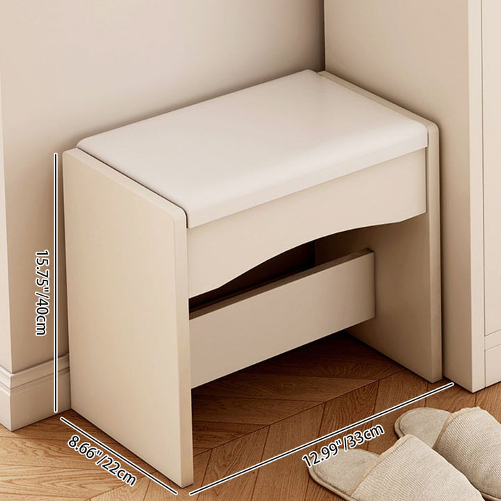 Taburete bajo contemporáneo nórdico cuadrado rectangular de tablero de densidad con cuero PU para sala de estar 