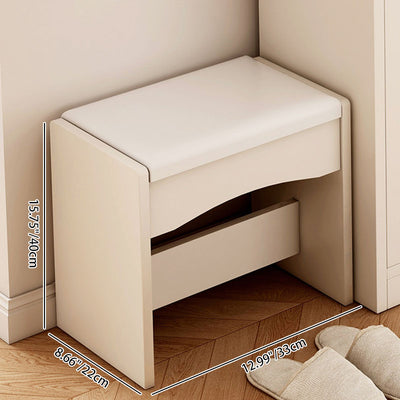Contemporary Nordic Square Rectangular Density Board PU Leather Low Stool For Living Room