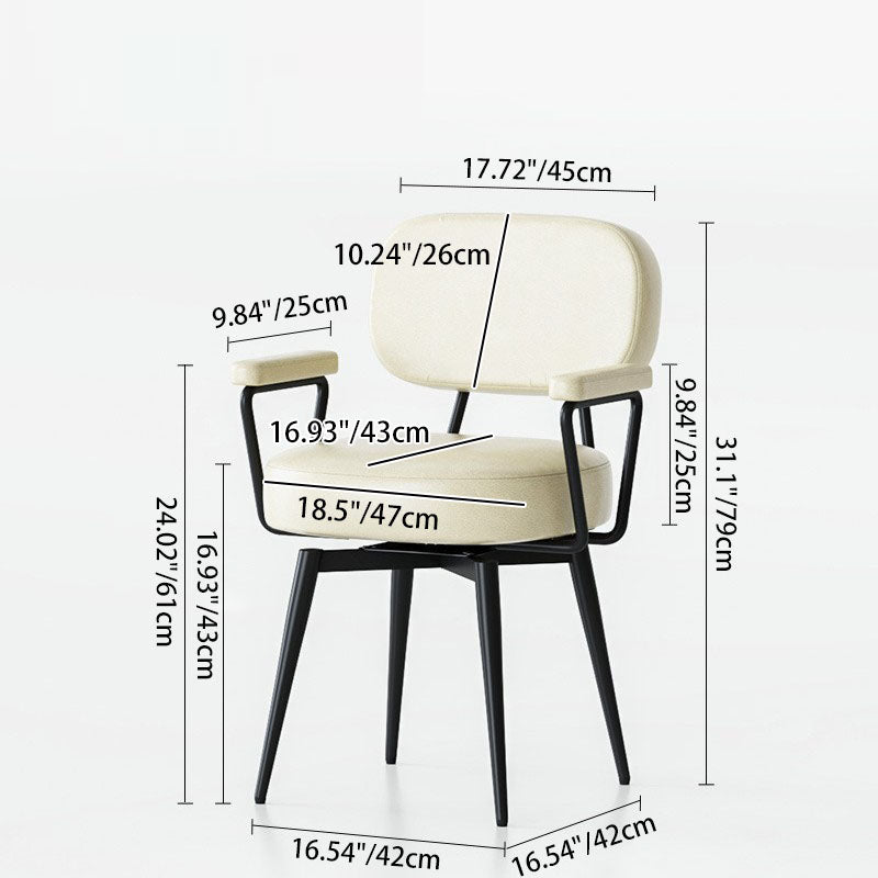 Contemporary Nordic Square Rectangular Carbon Steel Oil Wax Leather Jacquard Fabric Sunflower Pattern 360°Swivel Desk Chair Backrest Armrest For Home Office