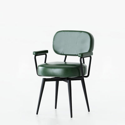 Contemporary Nordic Square Rectangular Carbon Steel Oil Wax Leather Jacquard Fabric Sunflower Pattern 360°Swivel Desk Chair Backrest Armrest For Home Office