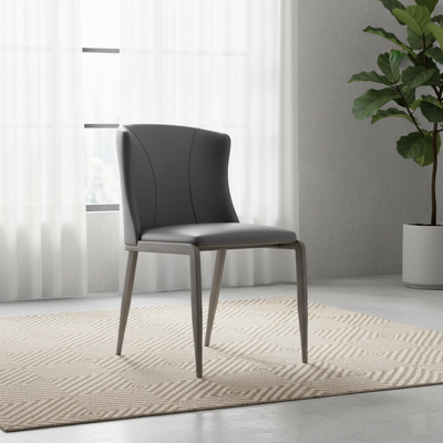 Contemporary Nordic Square Rectangular Cat Scratch Leather Steel Pipe Dining Chair Backrest Armless For Dining Room & Kitchen