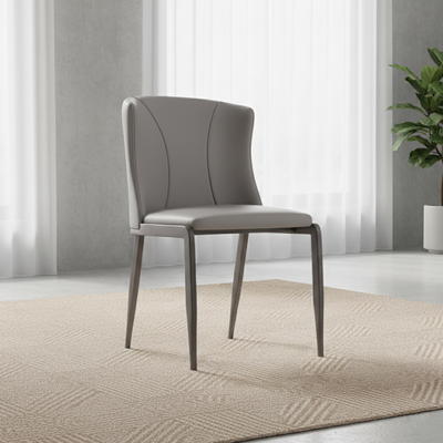 Contemporary Nordic Square Rectangular Cat Scratch Leather Steel Pipe Dining Chair Backrest Armless For Dining Room & Kitchen