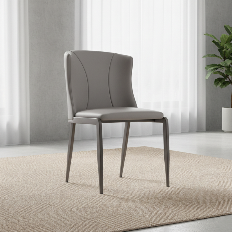 Contemporary Nordic Square Rectangular Cat Scratch Leather Steel Pipe Dining Chair Backrest Armless For Dining Room & Kitchen