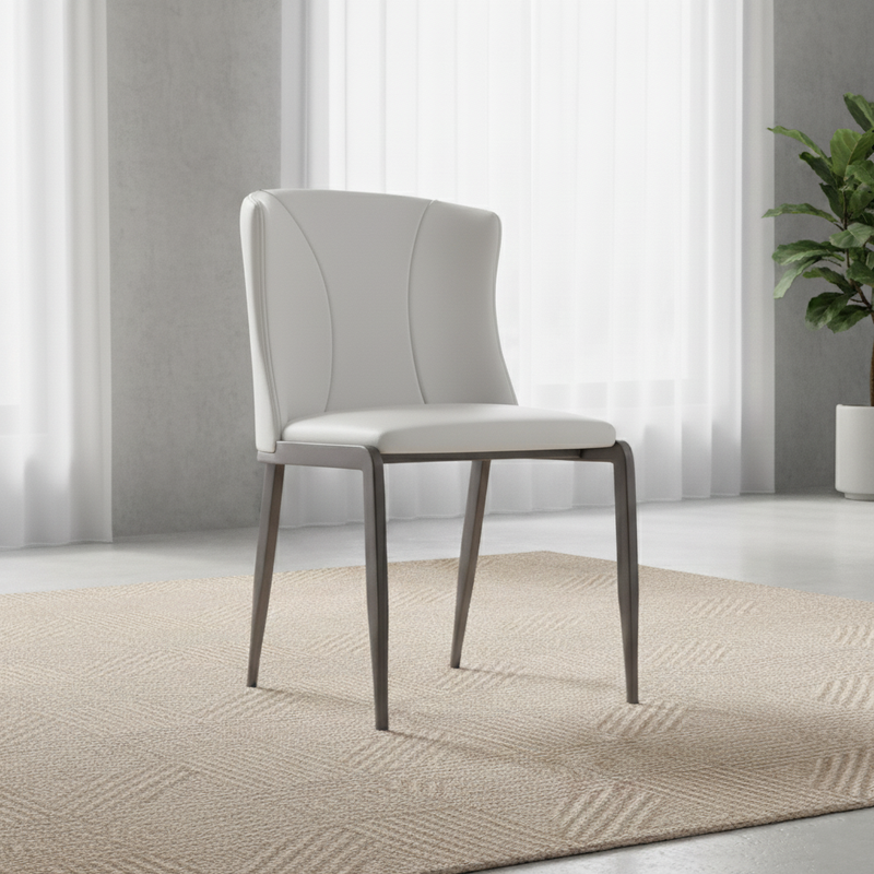 Contemporary Nordic Square Rectangular Cat Scratch Leather Steel Pipe Dining Chair Backrest Armless For Dining Room & Kitchen