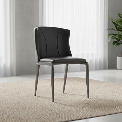 Contemporary Nordic Square Rectangular Cat Scratch Leather Steel Pipe Dining Chair Backrest Armless For Dining Room & Kitchen