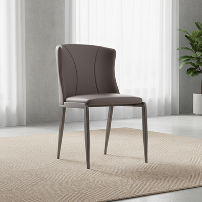 Contemporary Nordic Square Rectangular Cat Scratch Leather Steel Pipe Dining Chair Backrest Armless For Dining Room & Kitchen