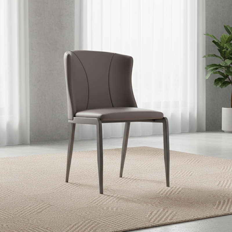 Contemporary Nordic Square Rectangular Cat Scratch Leather Steel Pipe Dining Chair Backrest Armless For Dining Room & Kitchen