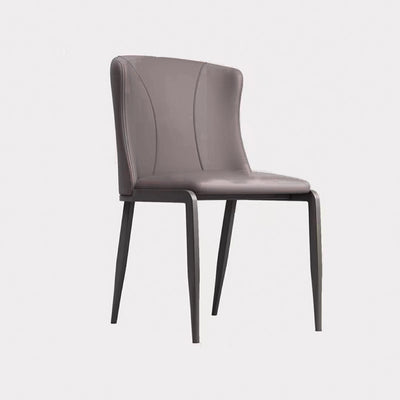 Contemporary Nordic Square Rectangular Cat Scratch Leather Steel Pipe Dining Chair Backrest Armless For Dining Room & Kitchen