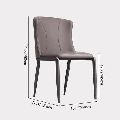 Contemporary Nordic Square Rectangular Cat Scratch Leather Steel Pipe Dining Chair Backrest Armless For Dining Room & Kitchen