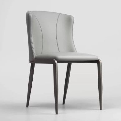 Contemporary Nordic Square Rectangular Cat Scratch Leather Steel Pipe Dining Chair Backrest Armless For Dining Room & Kitchen