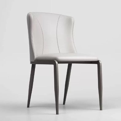 Contemporary Nordic Square Rectangular Cat Scratch Leather Steel Pipe Dining Chair Backrest Armless For Dining Room & Kitchen