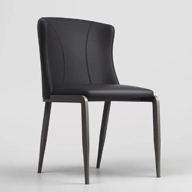 Contemporary Nordic Square Rectangular Cat Scratch Leather Steel Pipe Dining Chair Backrest Armless For Dining Room & Kitchen