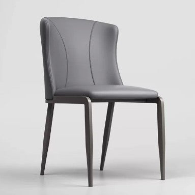 Contemporary Nordic Square Rectangular Cat Scratch Leather Steel Pipe Dining Chair Backrest Armless For Dining Room & Kitchen