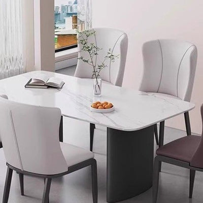 Contemporary Nordic Square Rectangular Cat Scratch Leather Steel Pipe Dining Chair Backrest Armless For Dining Room & Kitchen