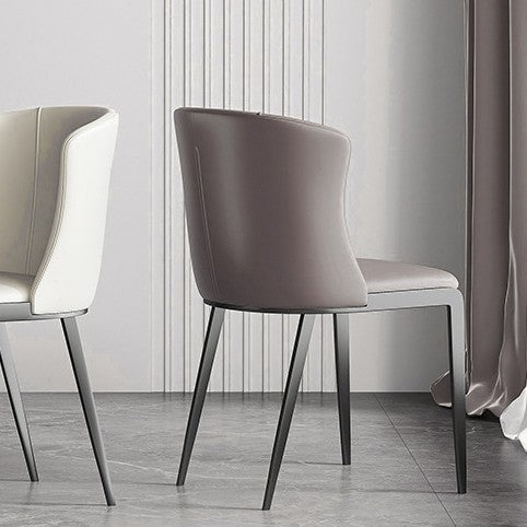 Contemporary Nordic Square Rectangular Cat Scratch Leather Steel Pipe Dining Chair Backrest Armless For Dining Room & Kitchen