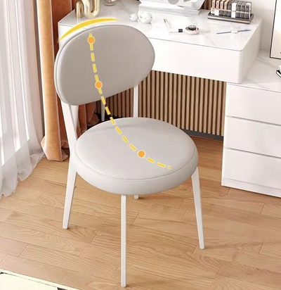 Modern Minimalist Round Cat Scratch Leather Carbon Steel Dining Chair Backrest Armless For Dining Room & Kitchen