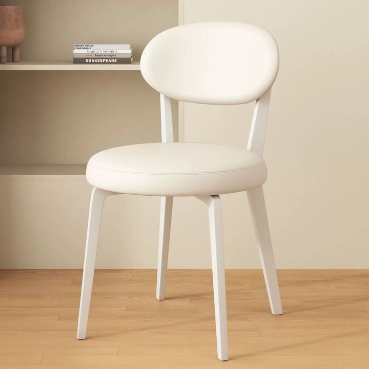 Modern Minimalist Round PU Leather Iron Dining Chair Backrest Armless For Dining Room &amp; Kitchen