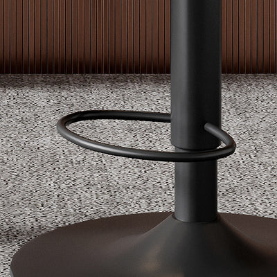 Modern Minimalist Round Curved Bent Wood PU Leather Composite Steel Swivel Height-adjustable Bar Stool Backrest Armless For Dining Room & Kitchen