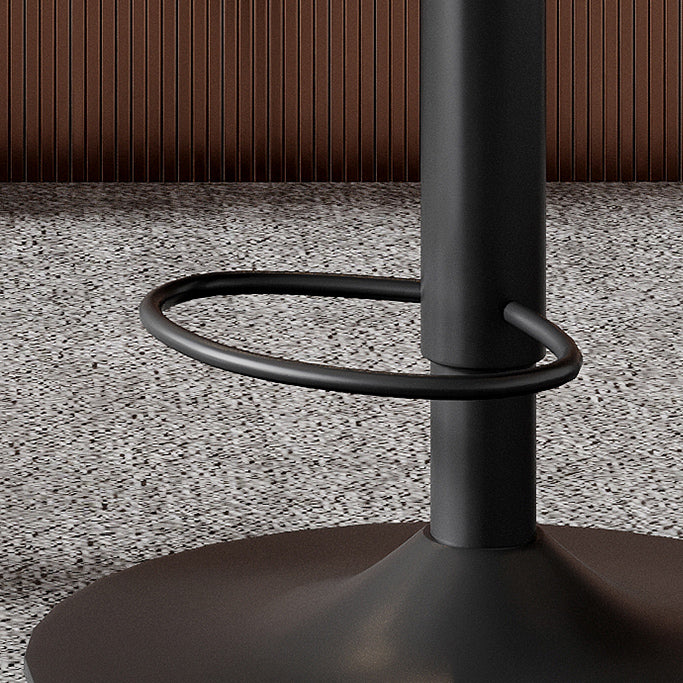 Modern Minimalist Round Curved Bent Wood PU Leather Composite Steel Swivel Height-adjustable Bar Stool Backrest Armless For Dining Room & Kitchen