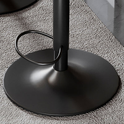 Modern Minimalist Round Curved Bent Wood PU Leather Composite Steel Swivel Height-adjustable Bar Stool Backrest Armless For Dining Room & Kitchen