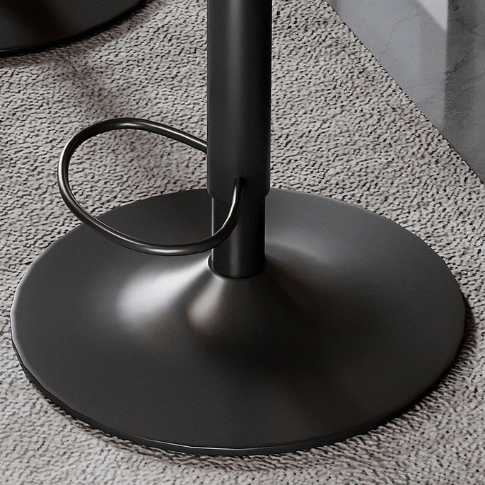 Modern Minimalist Round Curved Bent Wood PU Leather Composite Steel Swivel Height-adjustable Bar Stool Backrest Armless For Dining Room & Kitchen