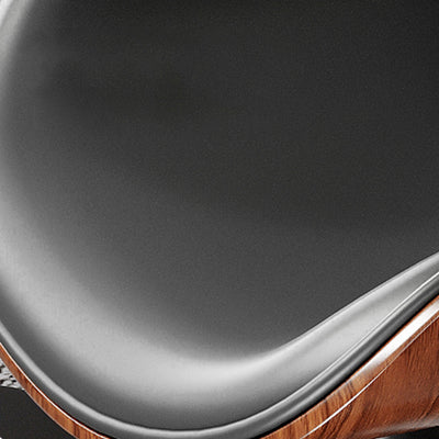 Modern Minimalist Round Curved Bent Wood PU Leather Composite Steel Swivel Height-adjustable Bar Stool Backrest Armless For Dining Room & Kitchen