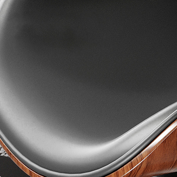 Modern Minimalist Round Curved Bent Wood PU Leather Composite Steel Swivel Height-adjustable Bar Stool Backrest Armless For Dining Room & Kitchen