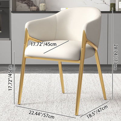 Modern Minimalist Square Nappa Leather Iron Solid Wood Plywood Dining Chair Backrest Armrest For Dining Room & Kitchen