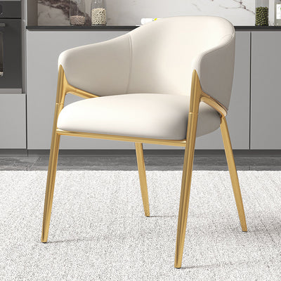 Modern Minimalist Square Nappa Leather Iron Solid Wood Plywood Dining Chair Backrest Armrest For Dining Room & Kitchen