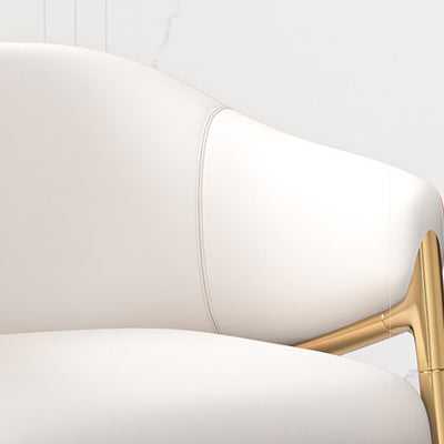 Modern Minimalist Square Nappa Leather Iron Solid Wood Plywood Dining Chair Backrest Armrest For Dining Room & Kitchen